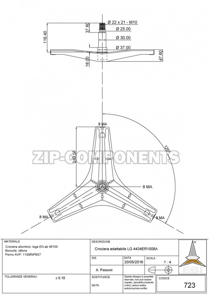 Крестовина барабана стиральной машины LG 4434ER1008A EBI cod723